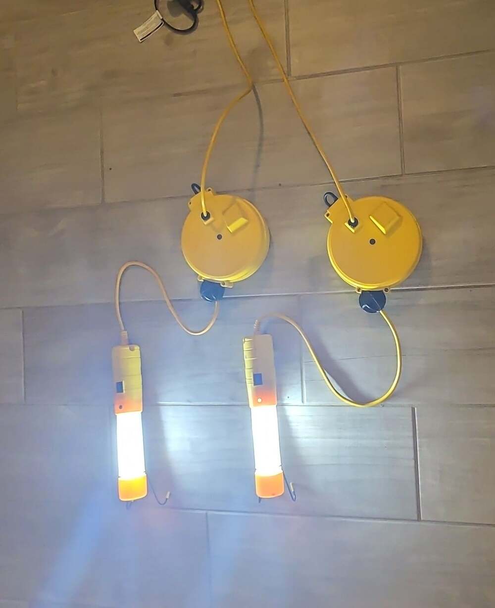 Bayco Retractable Cord Reel with Fluorescent Work Light Yellow 10 feet long